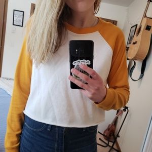 Mustard and white crew neck